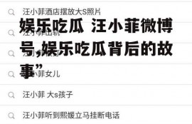 娱乐吃瓜 汪小菲微博号,娱乐吃瓜背后的故事”