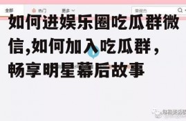 如何进娱乐圈吃瓜群微信,如何加入吃瓜群，畅享明星幕后故事