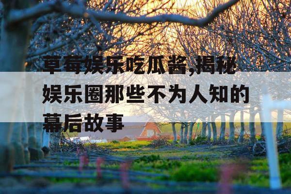 草莓娱乐吃瓜酱,揭秘娱乐圈那些不为人知的幕后故事