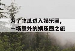 为了吃瓜进入娱乐圈,一场意外的娱乐圈之旅