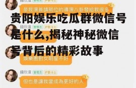 贵阳娱乐吃瓜群微信号是什么,揭秘神秘微信号背后的精彩故事