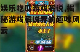 娱乐吃瓜游戏解说,揭秘游戏解说界的趣味风云