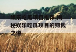 娱乐吃瓜项目推荐,揭秘娱乐吃瓜项目的赚钱之道