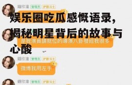 娱乐圈吃瓜感慨语录,揭秘明星背后的故事与心酸