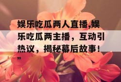 娱乐吃瓜两人直播,娱乐吃瓜两主播，互动引热议，揭秘幕后故事！”