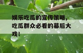 娱乐吃瓜的宣传策略,吃瓜群众必看的幕后大戏！