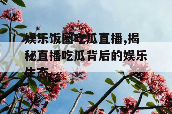 娱乐饭圈吃瓜直播,揭秘直播吃瓜背后的娱乐生态