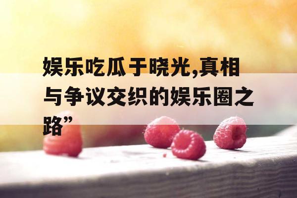 娱乐吃瓜于晓光,真相与争议交织的娱乐圈之路”