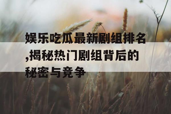 娱乐吃瓜最新剧组排名,揭秘热门剧组背后的秘密与竞争